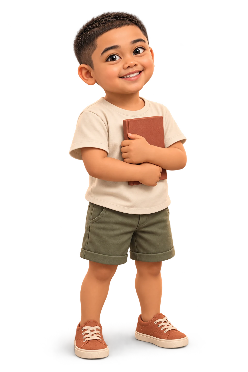 3D illustration imagining Odin as a young child holding a book